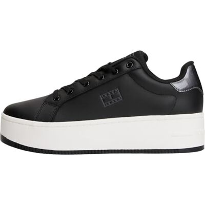 Tommy Jeans dam TJW Flatform Pearlized Sneaker EN0EN02931 låg topp, svart (svart), 4 UK, Svart, 37 EU Tommy Jeans dam TJW Flatform Pearlized Sneaker EN0EN02931 låg topp, svart (svart), 4 UK, Svart, 37 EU