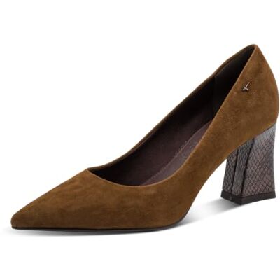 Tamaris dampumps med blockklack, brun cognac comb), 39 Tamaris dampumps med blockklack, brun cognac comb), 39