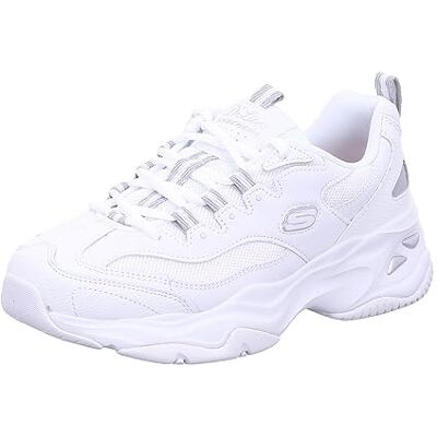 Skechers Dam D'Lites 4.0 Fresh Diva Sneaker, Vitt lädernät grå trim, 38.5 EU Skechers Dam D'Lites 4.0 Fresh Diva Sneaker, Vitt lädernät grå trim, 38.5 EU
