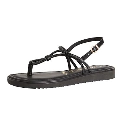 Tamaris dam 1-28601-44 platt sandal, Svart glam, 36 EU Tamaris dam 1-28601-44 platt sandal, Svart glam, 36 EU