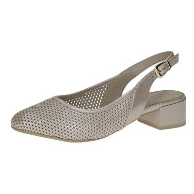 CAPRICE Slingpumps för kvinnor med blockhäl, Tygransfärgad metallisk, 40 EU bred CAPRICE Slingpumps för kvinnor med blockhäl, Tygransfärgad metallisk, 40 EU bred