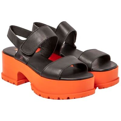 ART 1829 Manchester, Sandal Dam, Nappa Black Orange, 40 EU ART 1829 Manchester, Sandal Dam, Nappa Black Orange, 40 EU