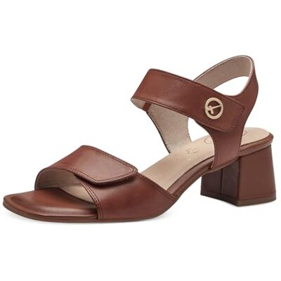 Tamaris COMFORT Damsandaler med klack av läder med kardborreband, konjak, 37 EU Tamaris COMFORT Damsandaler med klack av läder med kardborreband, konjak, 37 EU