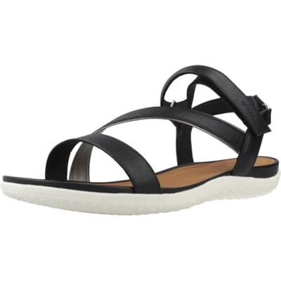 Geox Dam D Vega A platt sandal, svart, 36 EU Geox Dam D Vega A platt sandal, svart, 36 EU