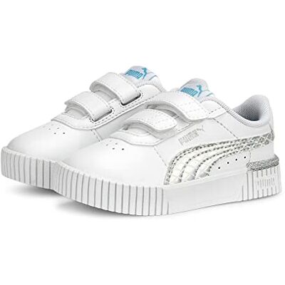 PUMA Carina 2.0 Mermaid V Inf, babyskor, flickor, Vit hjälte blå silver, 24 EU PUMA Carina 2.0 Mermaid V Inf, babyskor, flickor, Vit hjälte blå silver, 24 EU