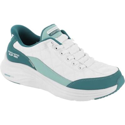 Skechers Sport Women's Women's Contour Foam Cozy FIT Hands Free Slip-INS Sneaker, White/Turq, 6 Skechers Sport Women's Women's Contour Foam Cozy FIT Hands Free Slip-INS Sneaker, White/Turq, 6