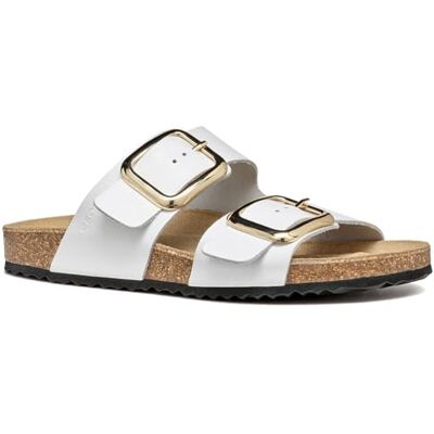 Geox Damer D BRIONIA R B platt sandal, vit, 42 EU Geox Damer D BRIONIA R B platt sandal, vit, 42 EU