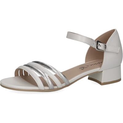 CAPRICE Dam 9-28200-42, platta sandaler, Vit och silver, 38.5 EU CAPRICE Dam 9-28200-42, platta sandaler, Vit och silver, 38.5 EU