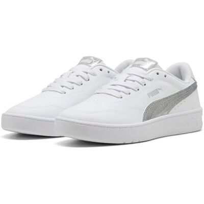 PUMA Women's Court Lally Metallic Whisper sneakers, White Silver, 7 UK, vit silver, 40.5 EU PUMA Women's Court Lally Metallic Whisper sneakers, White Silver, 7 UK, vit silver, 40.5 EU