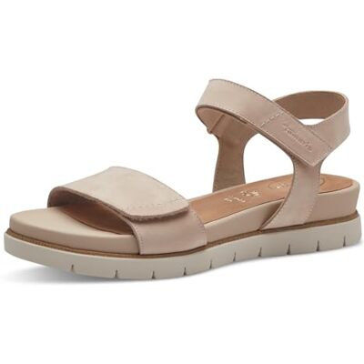 Tamaris Comfort damsandaler platta av läder med kardborreband, Beige nubuck, 41 EU Tamaris Comfort damsandaler platta av läder med kardborreband, Beige nubuck, 41 EU