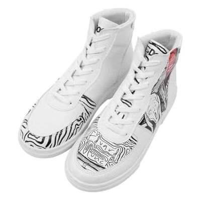 DOGO Dam veganläder vit hög sneakers Edvard Munch The Scream Muse mönster, Material: Polyester, 40 EU DOGO Dam veganläder vit hög sneakers Edvard Munch The Scream Muse mönster, Material: Polyester, 40 EU