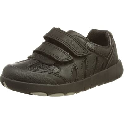 Clarks Flickor Rex Stride T sneakers, Svart läder 24 EU Clarks Flickor Rex Stride T sneakers, Svart läder 24 EU