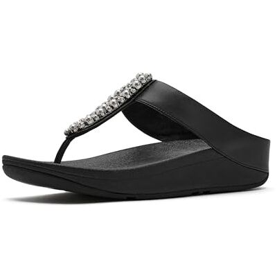 Fitflop dam FINO Pearls-and-Crystal tå-post sandaler, svart, 7 UK, Svart, 41 EU Fitflop dam FINO Pearls-and-Crystal tå-post sandaler, svart, 7 UK, Svart, 41 EU