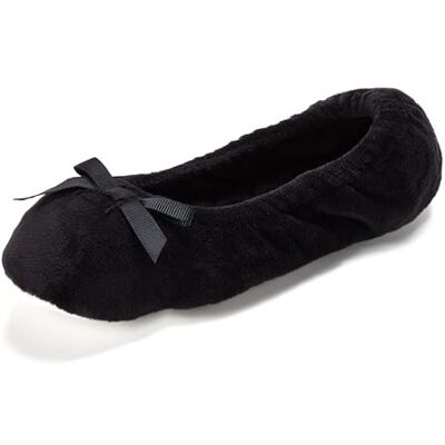 Dearfoams Layla Ballerina toffel för kvinnor, Svart Svart Medium Dearfoams Layla Ballerina toffel för kvinnor, Svart Svart Medium