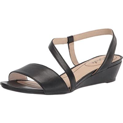 LifeStride Women's Yasmine Wedge Sandal, Black Synthetic, 8.5 LifeStride Women's Yasmine Wedge Sandal, Black Synthetic, 8.5