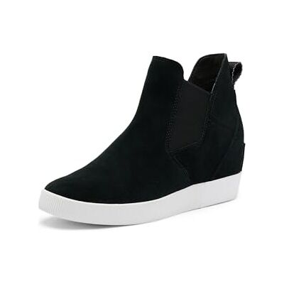 Sorel Women's Out N About Slip-On Wedge Boot Black, White 9 Sorel Women's Out N About Slip-On Wedge Boot Black, White 9