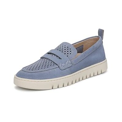 Vionic Uptown Perf platta loafers för kvinnor, Pacific Blue Suede, 41 EU Vionic Uptown Perf platta loafers för kvinnor, Pacific Blue Suede, 41 EU