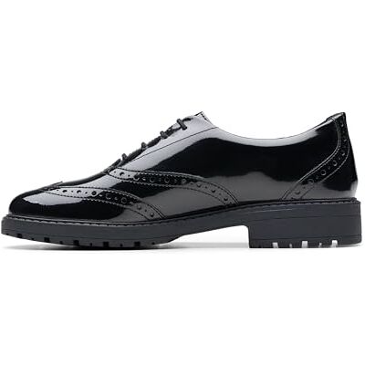 Clarks LoxhamBrogueY Childrens Black Pat, 3.5 Clarks LoxhamBrogueY Childrens Black Pat, 3.5