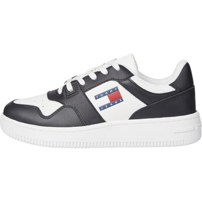 Tommy Jeans dam ny TJW retro korg sneaker ESS EN0EN02505, svart, 7 UK, Svart, 41 EU Tommy Jeans dam ny TJW retro korg sneaker ESS EN0EN02505, svart, 7 UK, Svart, 41 EU