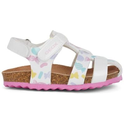 Geox B Sandal Chalki Girl, Vit flerfärgad, 20 EU Geox B Sandal Chalki Girl, Vit flerfärgad, 20 EU