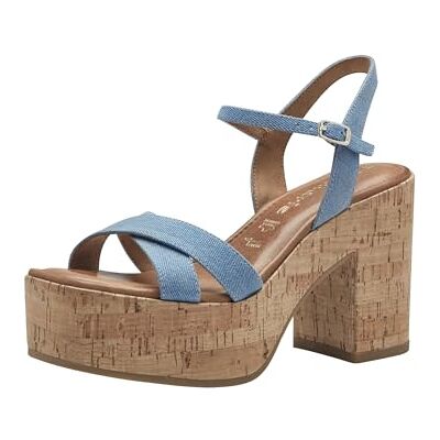 Tamaris dam 1-28034-42 sandal med klack, Denim, 41 EU Tamaris dam 1-28034-42 sandal med klack, Denim, 41 EU
