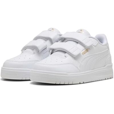PUMA Unisex barn Shuffle Downtown Lo V Ps Sneaker, vit vit guld, 31 EU PUMA Unisex barn Shuffle Downtown Lo V Ps Sneaker, vit vit guld, 31 EU