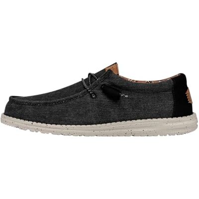 HEYDUDE Wally Washed Canvas Loafers för män, svart, 45 EU HEYDUDE Wally Washed Canvas Loafers för män, svart, 45 EU