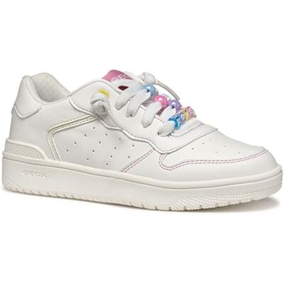 Geox J Washiba Girl D, flickor sneakers, Vit/rosa, 34 EU Geox J Washiba Girl D, flickor sneakers, Vit/rosa, 34 EU
