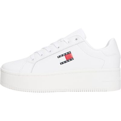 Tommy Jeans dam platt form sneakers med platå, Vit, 40 EU Tommy Jeans dam platt form sneakers med platå, Vit, 40 EU