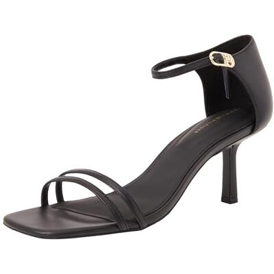 Tommy Hilfiger kvinnors kattunge häl sandal läder FW0FW08572, svart, 6.5 UK, Svart, 40 EU Tommy Hilfiger kvinnors kattunge häl sandal läder FW0FW08572, svart, 6.5 UK, Svart, 40 EU
