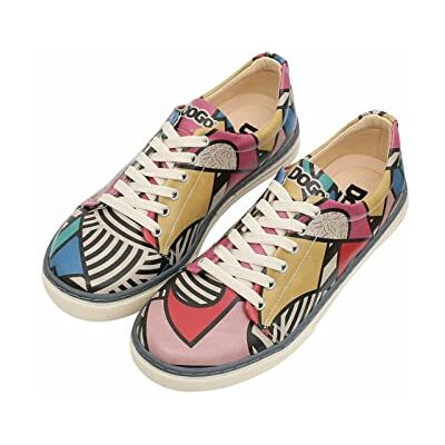 DOGO Kvinnors veganläder flerfärgade sneakers målning i harmoni motiv-36, Material: Polyester, 36 EU DOGO Kvinnors veganläder flerfärgade sneakers målning i harmoni motiv-36, Material: Polyester, 36 EU