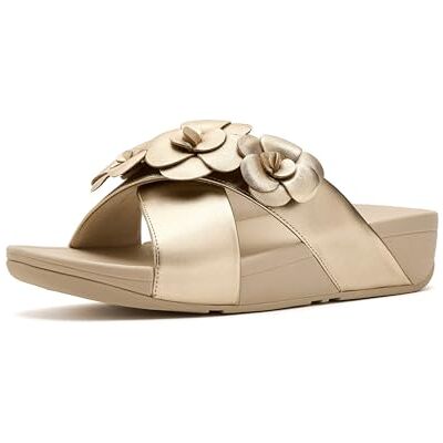 Fitflop dam LULU Flower Cross Slides Sandal, Platino, 3 UK, Platino, 36 EU Fitflop dam LULU Flower Cross Slides Sandal, Platino, 3 UK, Platino, 36 EU