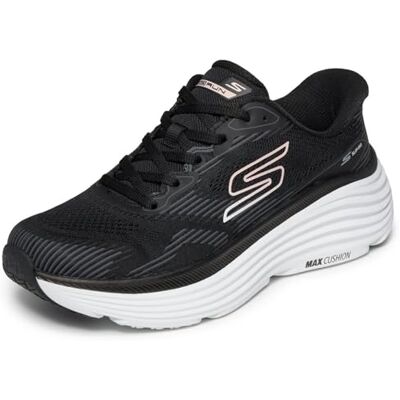 Skechers kvinnors MAX Dämpande Endeavour sneakers, Svart Vit, 4 UK Skechers kvinnors MAX Dämpande Endeavour sneakers, Svart Vit, 4 UK