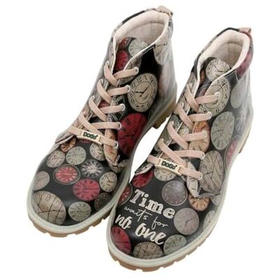 DOGO Män vegan läder flerfärgade ankelstövlar Time Waits For No-One mönster, Material: Polyester, 45 EU DOGO Män vegan läder flerfärgade ankelstövlar Time Waits For No-One mönster, Material: Polyester, 45 EU