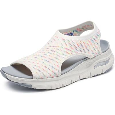 Skechers Women's, Arch Fit Catchy Wave Sandal White Multi 6 M Skechers Women's, Arch Fit Catchy Wave Sandal White Multi 6 M