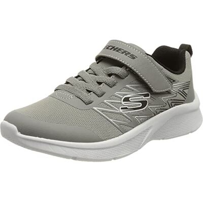 Skechers Jungen Microspec Texlor Sneaker, Grå textil svart textil trim, 10 UK Skechers Jungen Microspec Texlor Sneaker, Grå textil svart textil trim, 10 UK
