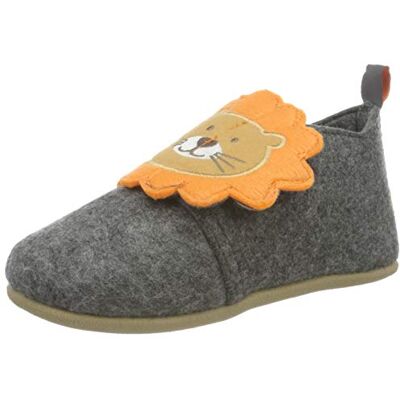 Playshoes Unisex barn lejon tofflor, GRÅ 25 EU Playshoes Unisex barn lejon tofflor, GRÅ 25 EU