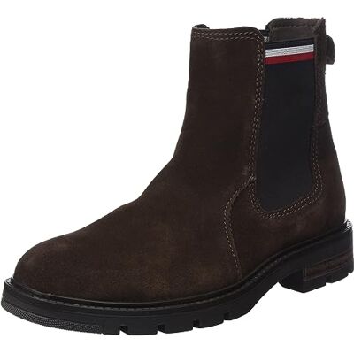 Tommy Hilfiger Corpoarte Hilfiger mocka Chelsea utomhusstövlar för män, Kakao, 40 EU Tommy Hilfiger Corpoarte Hilfiger mocka Chelsea utomhusstövlar för män, Kakao, 40 EU
