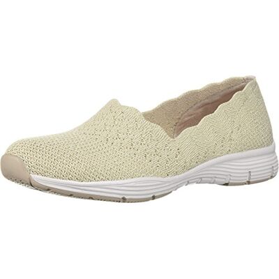 Skechers Women's Seager – Stat – Scalloped Collar, Engineerad Skech-Knit Slip-on – Classic Fit, Beige, 39.5 EU Skechers Women's Seager – Stat – Scalloped Collar, Engineerad Skech-Knit Slip-on – Classic Fit, Beige, 39.5 EU