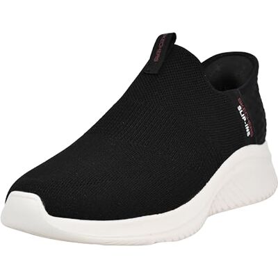 Skechers Herr Ultra Flex 3.0 Smooth Step Sneaker, Svart stickad röd trim, 49.5 EU Skechers Herr Ultra Flex 3.0 Smooth Step Sneaker, Svart stickad röd trim, 49.5 EU