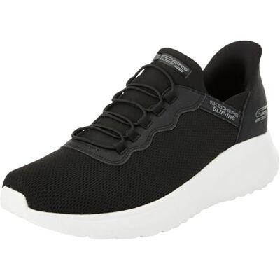 Skechers Bobs Squad Chaos Daily Hype herr Slip-On, Svart stickad vit trim, 40 EU Skechers Bobs Squad Chaos Daily Hype herr Slip-On, Svart stickad vit trim, 40 EU