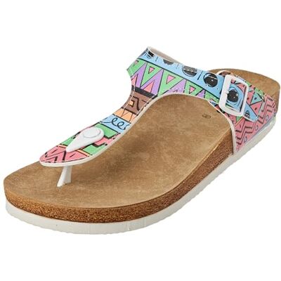 DOGO Kvinnors veganläder flerfärgade sandaler färger av mönster mönster-39, Material: Polyester, 39 EU DOGO Kvinnors veganläder flerfärgade sandaler färger av mönster mönster-39, Material: Polyester, 39 EU