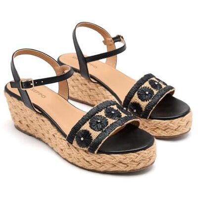 GIOSEPPO CANDIA, espadrille-kilsandaler för kvinnor, svart, 39 EU, Svart noir noir, 39 EU GIOSEPPO CANDIA, espadrille-kilsandaler för kvinnor, svart, 39 EU, Svart noir noir, 39 EU