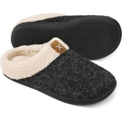 ULTRAIDEAS Mans Plush Vintervärme Tofflor med Ullliknande Foder, Bekväma Lättviktiga Memory Foam Felt Tofflor Glidfri Gummisula, Inomhus/Utomhus, Mörkgrå, 44/45 EU ULTRAIDEAS Mans Plush Vintervärme Tofflor med Ullliknande Foder, Bekväma Lättviktiga Memory Foam Felt Tofflor Glidfri Gummisula, Inomhus/Utomhus, Mörkgrå, 44/45 EU