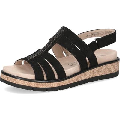 CAPRICE Damer 9-28752-46 platta sandaler, svart mocka, 38 EU CAPRICE Damer 9-28752-46 platta sandaler, svart mocka, 38 EU