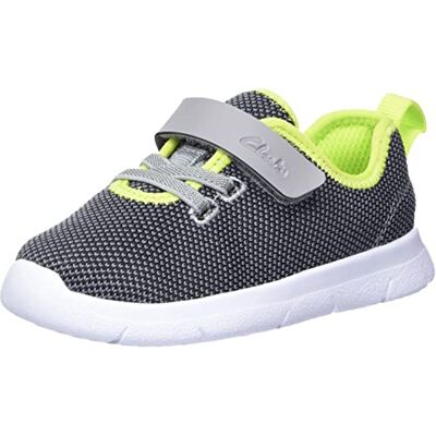 Clarks Ath Weave T-sneakers för pojkar, Grå kombination, 20.5 EU Weit Clarks Ath Weave T-sneakers för pojkar, Grå kombination, 20.5 EU Weit