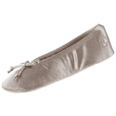 Isotoner Dam satin ballerina hustofflor med rosett och mocka sula, M US, Sandfälla mjuk slipsbåge 35/36 EU Isotoner Dam satin ballerina hustofflor med rosett och mocka sula, M US, Sandfälla mjuk slipsbåge 35/36 EU