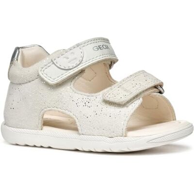 Geox B Sandal fläckflicka, sandaler för pojkar 0–24, vit silver WA0, 22 EU Geox B Sandal fläckflicka, sandaler för pojkar 0–24, vit silver WA0, 22 EU