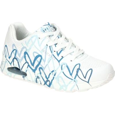 Skechers Uno Spread The Love Sneaker för kvinnor, Vit blå, 40 EU Skechers Uno Spread The Love Sneaker för kvinnor, Vit blå, 40 EU