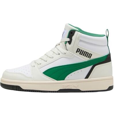 PUMA Rebound V6 Mid Jr, sneakers, ånga grå arkiv grön vit, 35 EU, Ånga grå arkiv grön vit, 35.5 EU PUMA Rebound V6 Mid Jr, sneakers, ånga grå arkiv grön vit, 35 EU, Ånga grå arkiv grön vit, 35.5 EU
